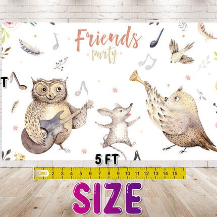 Owl Woodland Baby Shower and Birthday Backdrop 5x3 FT