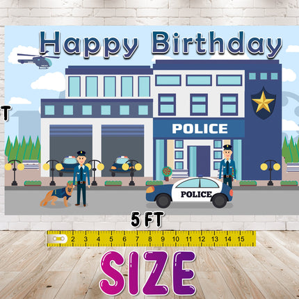 Police Birthday Backdrop 5x3 FT