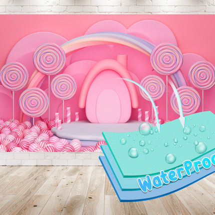 Pink Lollipop Birthday Backdrop 5x3 FT