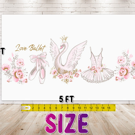 Ballerina Birthday and Baby Shower Backdrop 5x3 FT