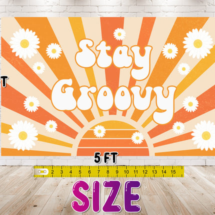 Stay Groovy Baby Shower Backdrop 5x3 FT