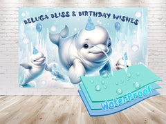 "Beluga Bliss & Birthday Wishes" - Birthday Backdrop 5x3 FT