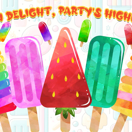 Colorful Popsicle Ice Cream Birthday Backdrop 5x3 FT