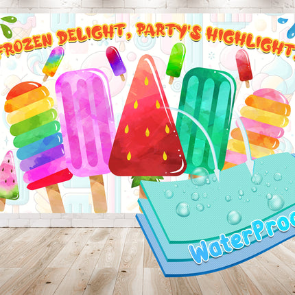 Colorful Popsicle Ice Cream Birthday Backdrop 5x3 FT