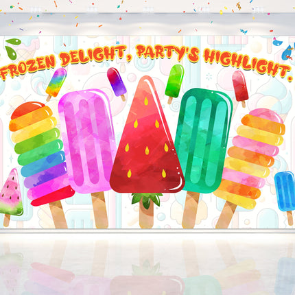 Colorful Popsicle Ice Cream Birthday Backdrop