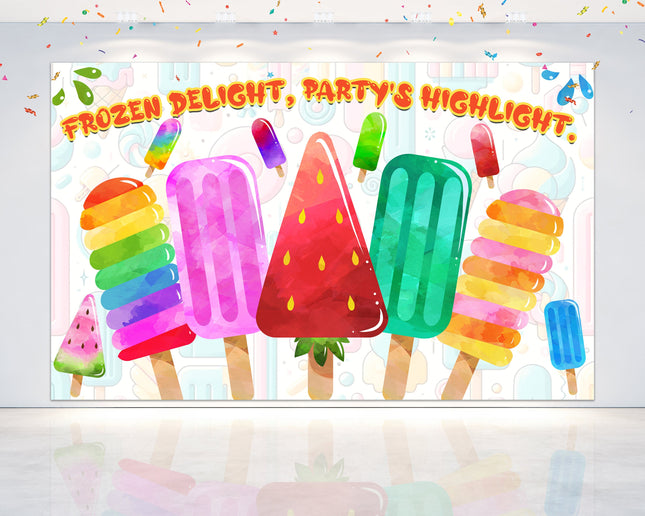 Colorful Popsicle Ice Cream Birthday Backdrop