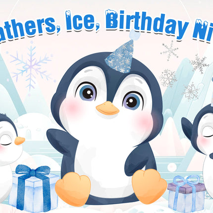 Penguin Birthday Backdrop 5x3 FT