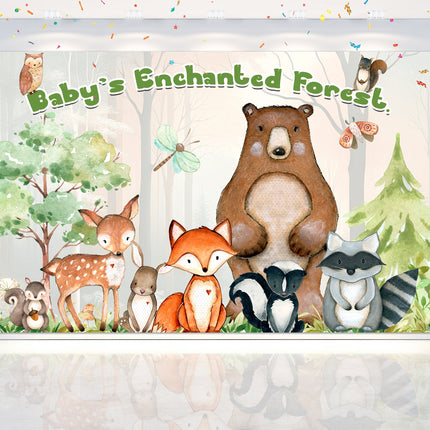 Enchanted Forest Woodland Animals Baby Shower Backdrop