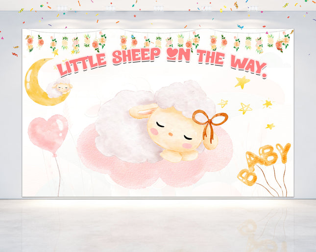 Adorable Sheep Baby Shower Backdrop