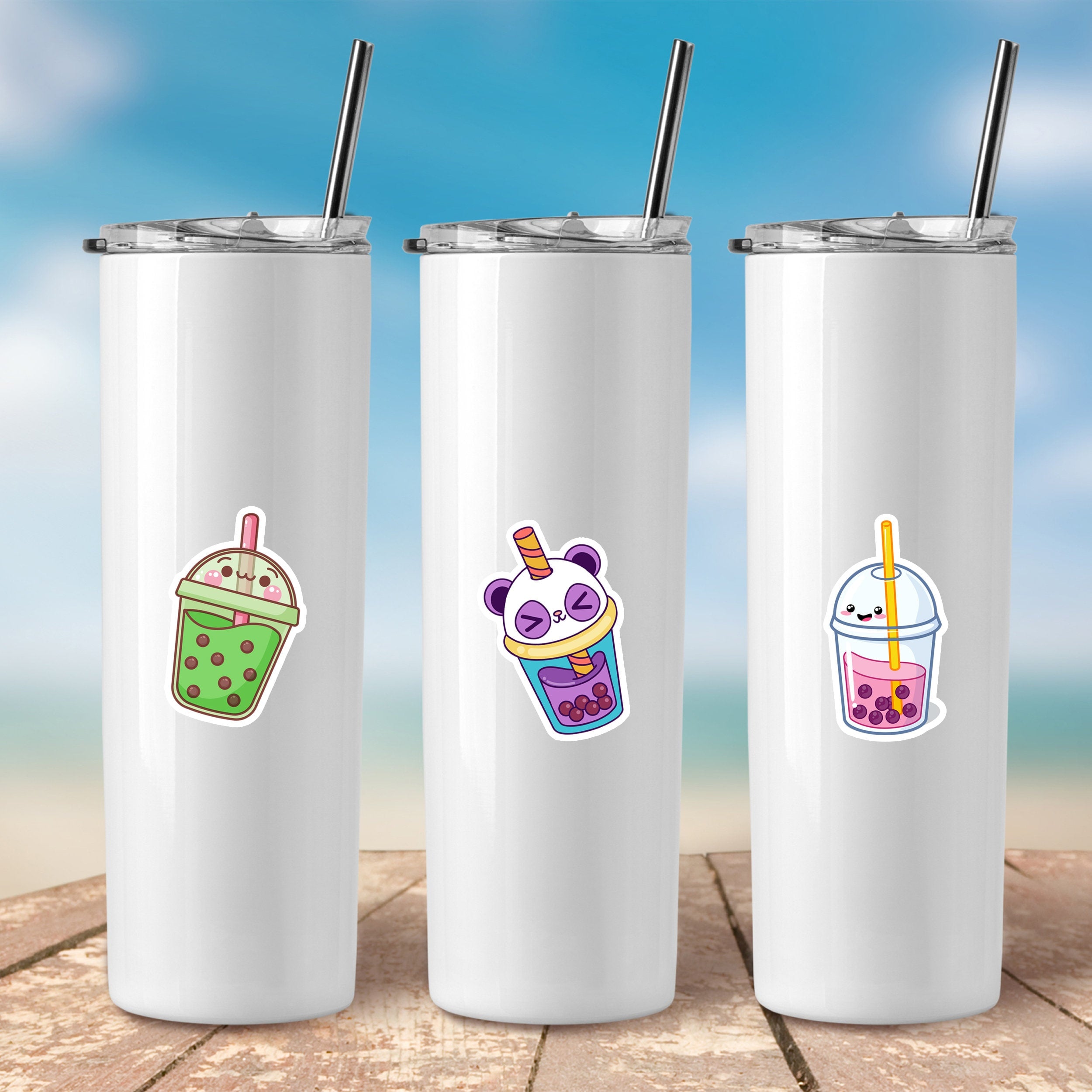 Cute Boba Tea Sticker Pack - 25pcs Adorable Bubble Tea Decals