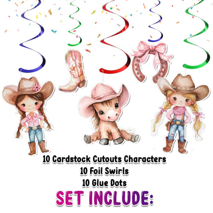 10 Pcs Pink Cowgirl Party Streamers - Perfect for Rustic Chic Baby Showers & Birthday Celebrations