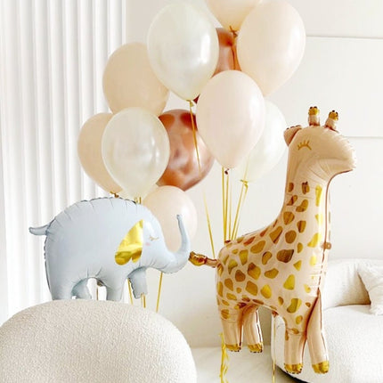 Adorable Pastel Giraffe Balloon Set for Birthday Party or Baby Shower - Soft Tones and Golden Accents