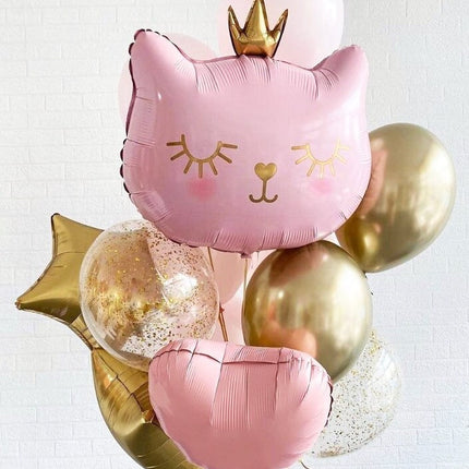 Princess Kitty Balloon Ensemble - Pink and Gold Set for Parties and Showers