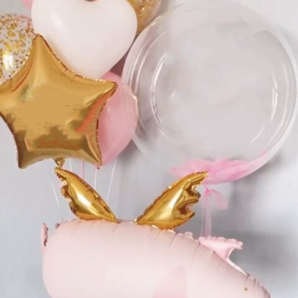 Flying Pig Balloon Ensemble - Pink and Gold Set for Parties and Showers