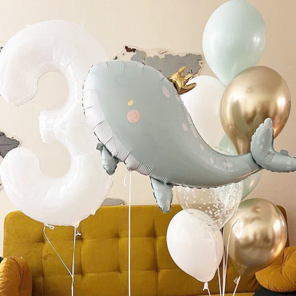Whimsical Whale Balloon Set with Crown - Perfect for Birthdays and Under-the-Sea Parties
