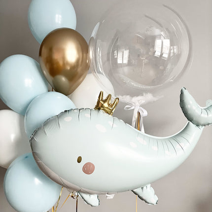 Whale-Themed Pastel Balloon Set for Birthday or Baby Shower - Gentle Oceanic Decor, Sea Animal Party Supplies, Soft Color Balloons Kit