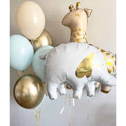 Safari Adventure Pastel Balloon Set - Elephant & Giraffe Themed Party Decor, Soft Pastel Birthday Balloons, Jungle Animal Celebration Kit
