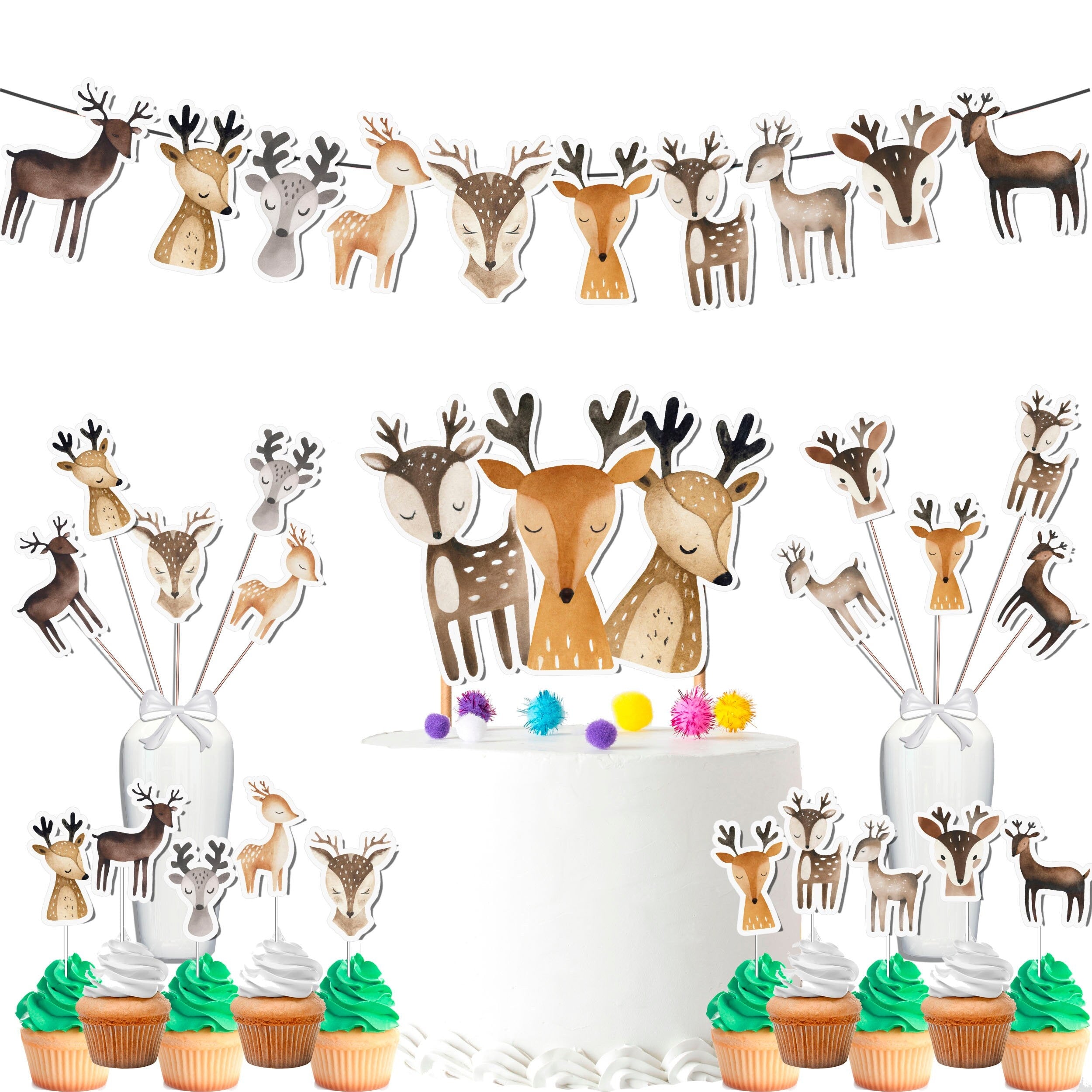 Enchanting Deer Birthday Party Decoration Set