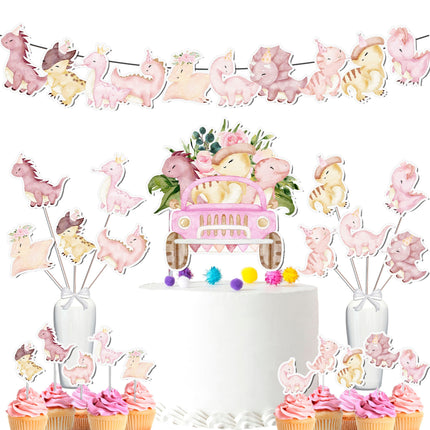 Pink Dinosaur Party Decor Set