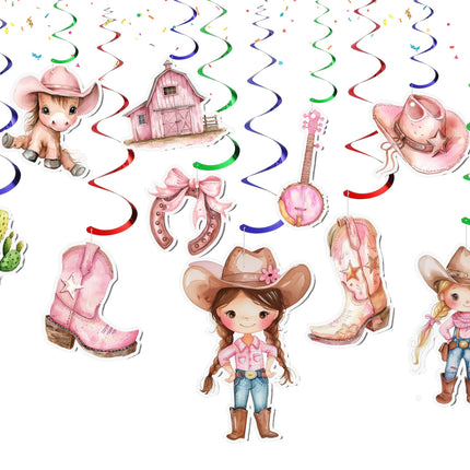 10 Pcs Pink Cowgirl Party Streamers - Perfect for Rustic Chic Baby Showers & Birthday Celebrations