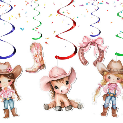10 Pcs Pink Cowgirl Party Streamers - Perfect for Rustic Chic Baby Showers & Birthday Celebrations