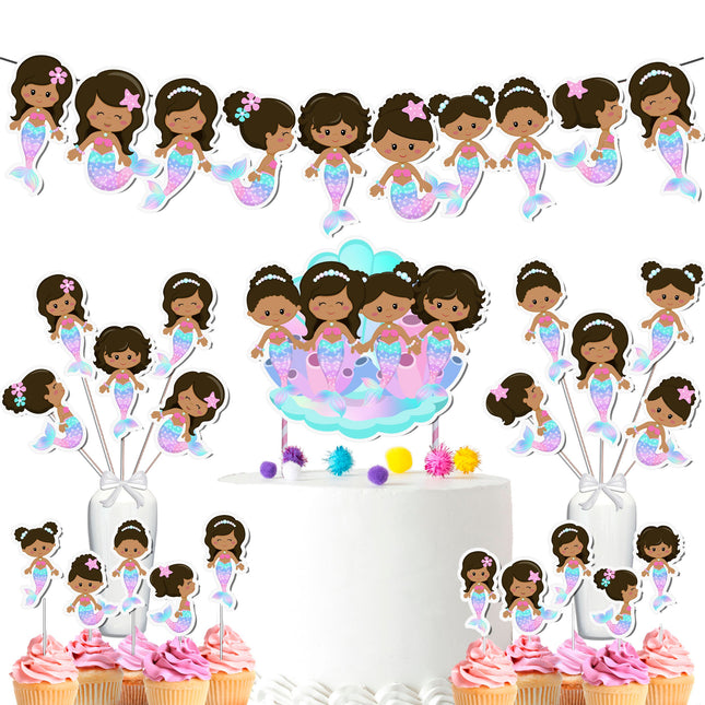 Afro Mermaid Party Decor Set