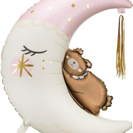 Lullaby Pastel Moon & Bear Balloon Set for Birthday Party or Baby Shower - Celestial Elegance