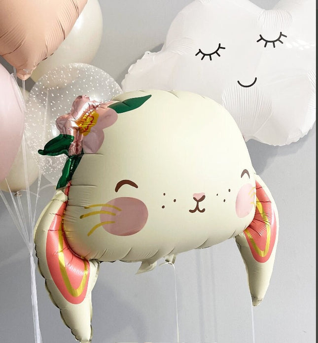 Delightful Bunny Balloon with Floral Accent - Perfect for Birthday Parties and Baby Showers