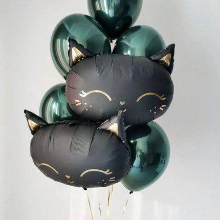 Chic Feline Charm Balloon Set - Sleek Cat Balloons for Parties and Showers