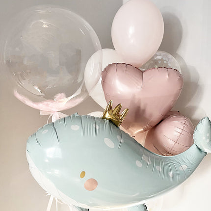 Whale Pastel Pink Balloon Set for Birthday Party & Baby Shower - Gentle Oceanic Theme, Soft Pink Whale Balloons, Sea Animal Party Decor