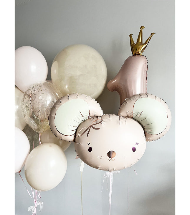 Adorable Mouse Pastel Balloon Set for Birthday Party - Whimsical Mouse Theme, Soft Pastel Party Balloons, Children's Celebration Decor