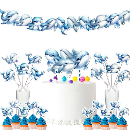 Majestic Blue Whale Party Decor Set