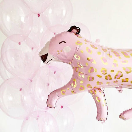 Playful Cheetah & Pink Clear Balloon Bouquet - Perfect for Baby Showers and Birthday Parties