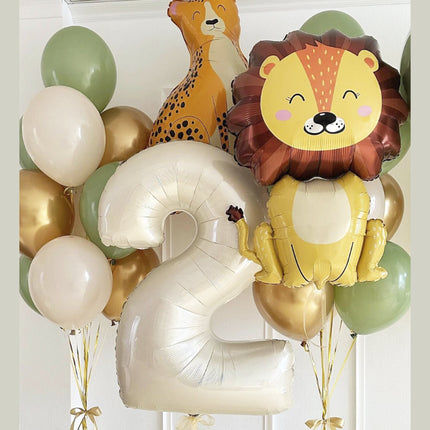 Jungle Jubilee Balloon Set - Lion & Leopard with Gold Accents for Birthday Celebrations