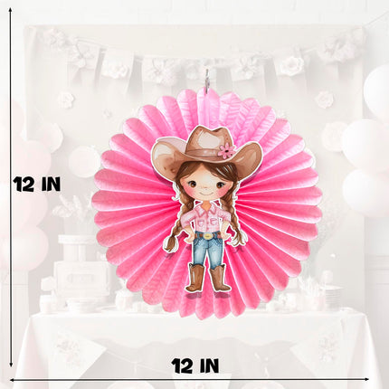 5 Pcs Cowgirl Tissue Hanging Fans Set, 12-Inch, Perfect for Western-Themed Birthday Parties & Baby Showers