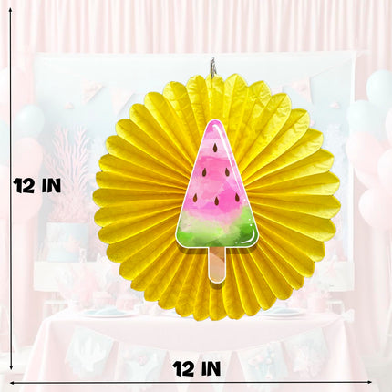 5 Pcs Ice Cream Tissue Hanging Fans Set, 12-Inch, Perfect for Sweet Treats-Themed Birthday Parties & Baby Showers