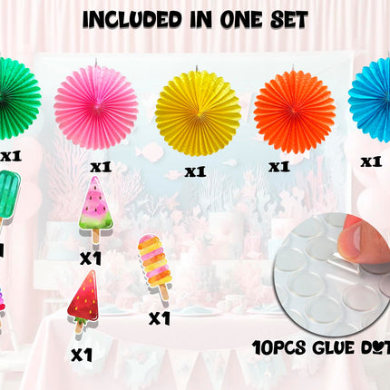 5 Pcs Ice Cream Tissue Hanging Fans Set, 12-Inch, Perfect for Sweet Treats-Themed Birthday Parties & Baby Showers