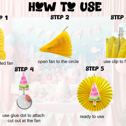 5 Pcs Ice Cream Tissue Hanging Fans Set, 12-Inch, Perfect for Sweet Treats-Themed Birthday Parties & Baby Showers
