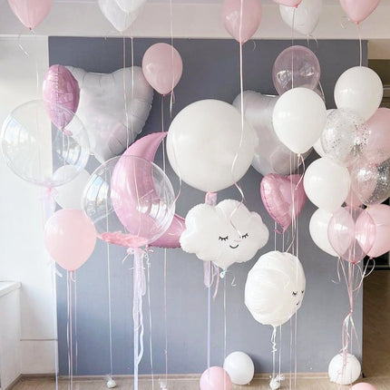 Enchanting Moon Pink and White Balloon Set - Perfect for Baby Showers, Birthdays, and Gender Reveals