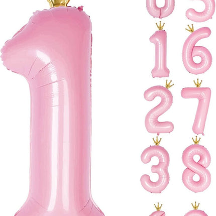 Royal Giraffe and Pink Number One Balloon Set - Perfect for Baby Showers, First Birthdays, and Safari-Themed Parties