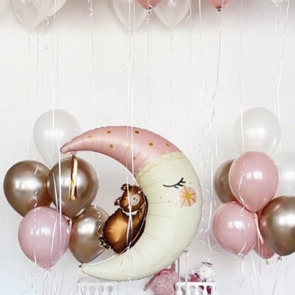 Dreamy Moon and Bear Balloon Set - Perfect for Baby Showers, Birthdays, and Nursery Decor