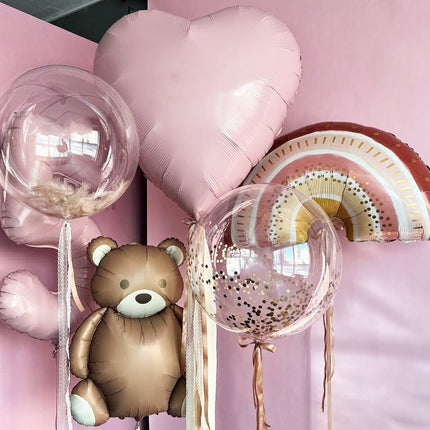 Pink Balloons Set with Bear and Rainbow Balloon Set | Perfect for Children's Parties & Baby Showers