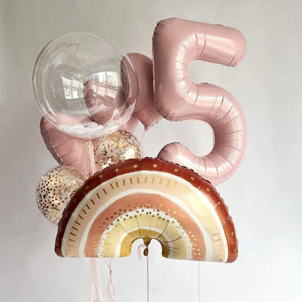 Stylish Rainbow and Number Balloon Set for Kids' Birthday Parties, Celebrations, and Photo Props
