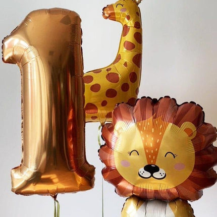 Jungle Safari Balloon Set with Lion and Giraffe for Kids Birthday Parties, Animal-Themed Celebrations