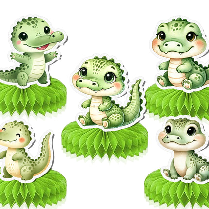 Adorable Crocodile Honeycomb Party Decorations - Set of 5 | Cute Jungle Themed Birthday Supplies for Kids