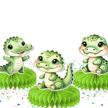 Adorable Crocodile Honeycomb Party Decorations - Set of 5 | Cute Jungle Themed Birthday Supplies for Kids