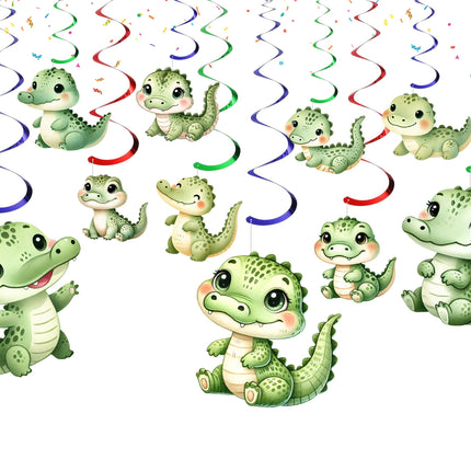 Adorable Crocodile Party Streamers - Set of 10 | Cute Swamp Themed Decorations for Kids Birthday Parties