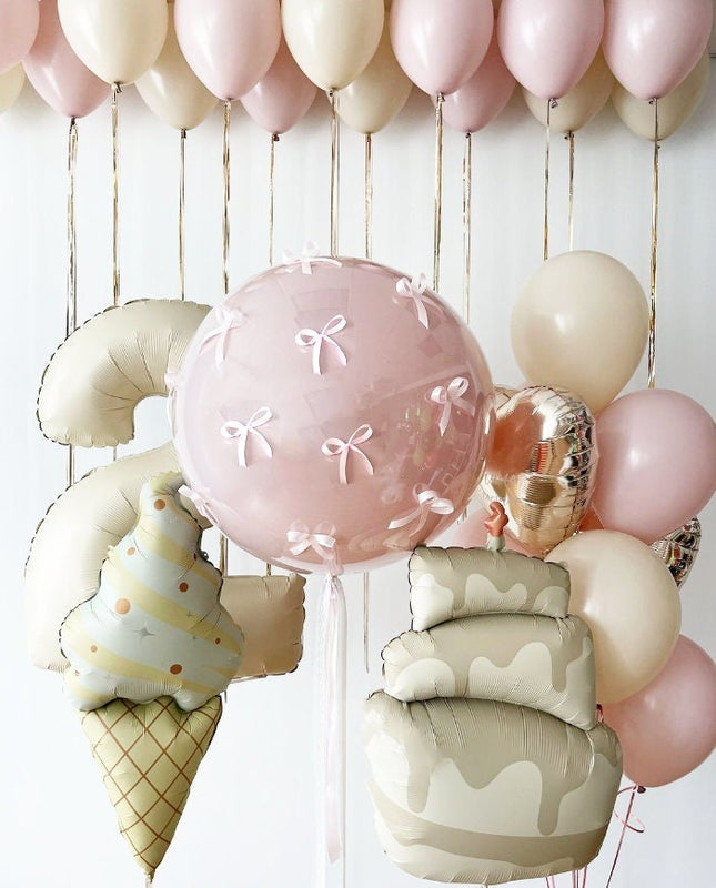Delightful Pastel Balloon Set with Ice Cream and Cake Design - Perfect for Birthday Parties and Sweet Celebrations