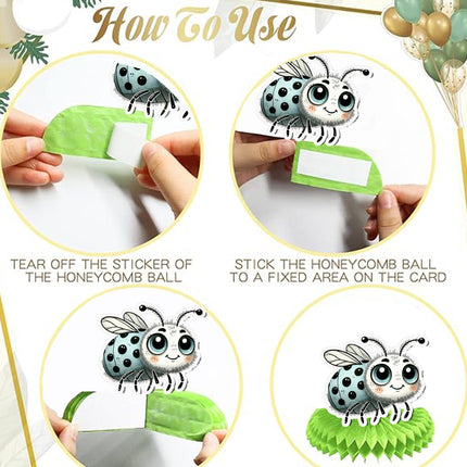 Adorable Bugs Honeycombs - Set of 5 - Ladybug, Bee, and Bug Party Decorations - Garden Theme Decor