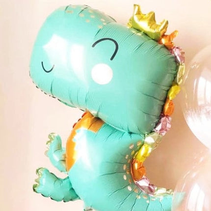 Dinosaur Balloon Set - Adorable T-Rex Foil Balloon with Pastel and Confetti Balloons for Birthday Parties and Celebrations